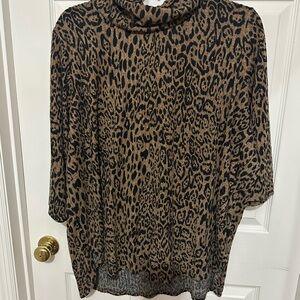 Leopard Print Cowl Neck Sweater